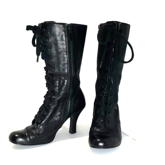 black victorian lace up boots